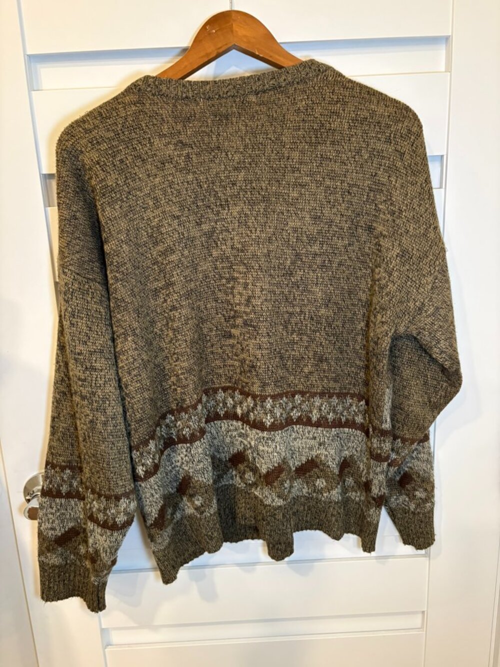 Jinya Vintage Novelty Landscape Knit Sweater Eclectic Grandpa Olive L XL - Picture 8 of 8